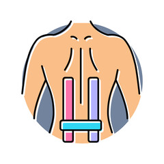 back kinesio tape strips spine color icon vector illustration