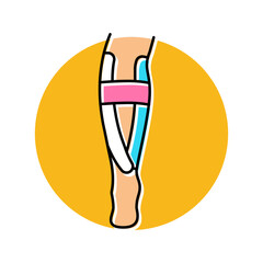 calf muscle kinesio tape color icon vector illustration