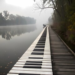 A side walk of a river made in shape of Piano keys