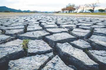 Cracked earth, drought, arid landscape