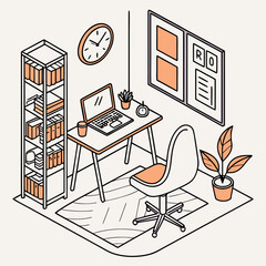 sketch of a room with furniture