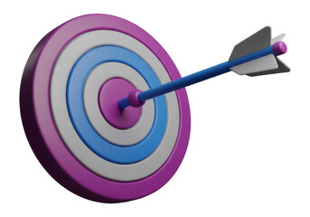 Purple And Blue Target With An Arrow Aiming For Success On Transparent Background