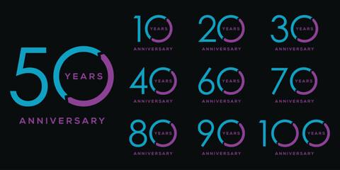 Set of collection anniversary logo design. Celebration day special vector symbol concept