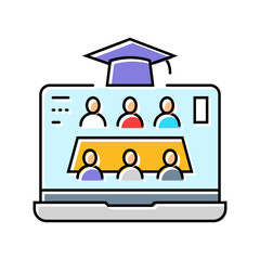group project education platform color icon vector illustration