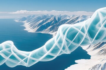 Azure icy tendrils drape arctic landscape