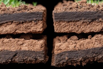 Close-up of layered soil samples