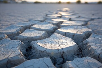Close-up of cracked, light gray earth (1)