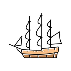 discovery ship geographical discoveries color icon vector illustration