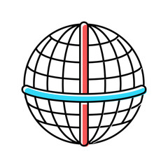 longitude and latitude lines color icon vector illustration