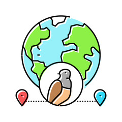 animal migration paths color icon vector illustration