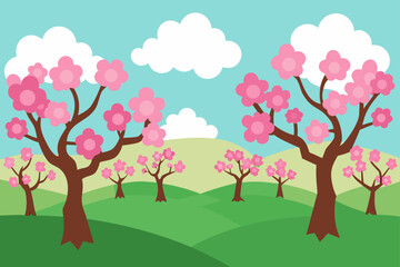 spring tree with pink flowers
