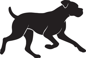 Sleek Boxer Dog Silhouette in Dynamic Running Pose Illustration