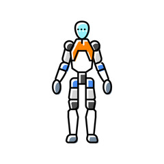 humanoid robot social robotics color icon vector illustration