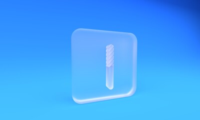 Frosted glass Nail file icon isolated on blue background. Manicure tool. Square frosted glass button. 3D render illustration