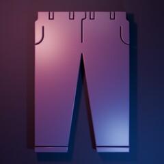 Purple Pants icon isolated on purple-blue background. Minimalism concept. 3D render illustration