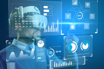 Innovative virtual reality experience with data analytics in a modern office environment during July