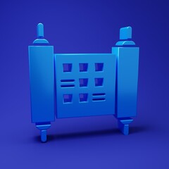 Blue Decree, paper, parchment, scroll icon icon isolated on blue background. Chinese scroll. Minimalism concept. 3D render illustration