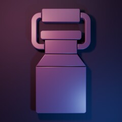 Purple Can container for milk icon isolated on purple-blue background. Minimalism concept. 3D render illustration