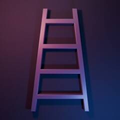 Purple Stair with finish flag icon isolated on purple-blue background. Career growth business concept. Concept of business development. Minimalism concept. 3D render illustration