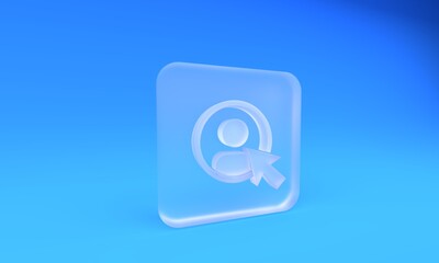 Frosted glass Create account screen icon isolated on blue background. Square frosted glass button. 3D render illustration