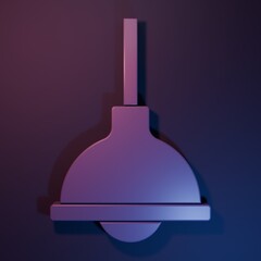 Purple Lamp hanging icon isolated on purple-blue background. Ceiling lamp light bulb. Minimalism concept. 3D render illustration