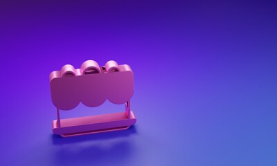Pink Cake icon isolated on purple-blue background. Happy Birthday. Minimalism concept. 3D render illustration