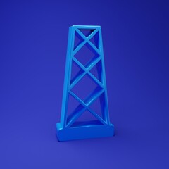 Blue Antenna icon isolated on blue background. Radio antenna wireless. Technology and network signal radio antenna. Minimalism concept. 3D render illustration