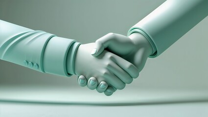 Two stylized hands in a handshake symbolize collaboration in recruitment and hiring processes, showcasing an agreement or partnership during a meeting or negotiation