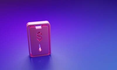 Pink Mobile stock trading concept icon isolated on purple-blue background. Online trading, stock market analysis, business and investment. Minimalism concept. 3D render illustration