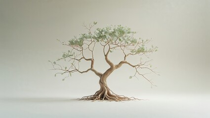 A symbolic representation showcasing a tree with intricate branches and roots. This artwork reflects the growth and nurturing aspects of recruitment and hiring in a serene setting