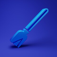 Blue Handle broom icon isolated on blue background. Cleaning service concept. Minimalism concept. 3D render illustration