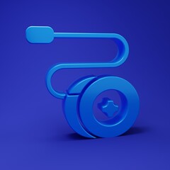 Blue Yoyo toy icon isolated on blue background. Minimalism concept. 3D render illustration
