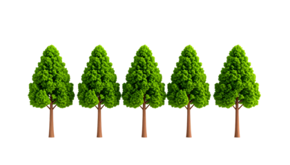 PNG Transparent 3D Cartoon Green Trees in a Line