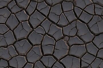 Fototapeta premium Dried, dark earth, cracked in a grid pattern