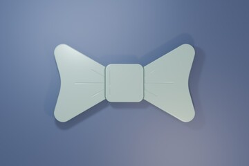 Grey Bow tie icon isolated on purple-blue background. Minimalism concept. 3D render illustration