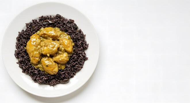 Delicious Riz Djon Djon with Stewed Chicken