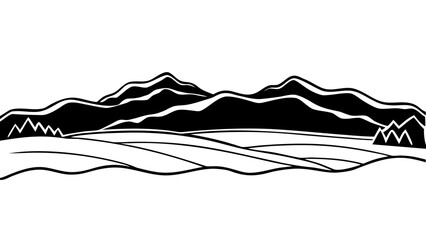  Isolated hilly landscape silhouette with uneven edges