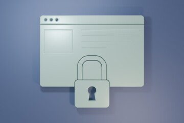 Grey Secure your site with HTTPS, SSL icon isolated on purple-blue background. Internet communication protocol. Minimalism concept. 3D render illustration
