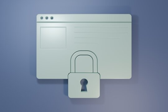 Grey Secure your site with HTTPS, SSL icon isolated on purple-blue background. Internet communication protocol. Minimalism concept. 3D render illustration