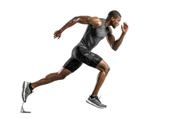 Active Male Athlete Running PNG – Transparent Background Realistic Style