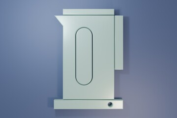 Grey Kettle with handle icon isolated on purple-blue background. Teapot icon. Minimalism concept. 3D render illustration