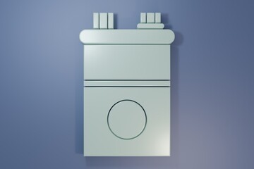 Grey Car battery icon isolated on purple-blue background. Accumulator battery energy power and electricity accumulator battery. Minimalism concept. 3D render illustration