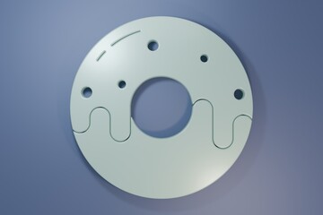 Grey Donut with sweet glaze icon isolated on purple-blue background. Minimalism concept. 3D render illustration