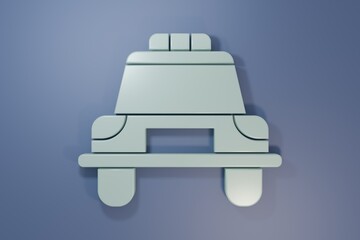 Grey Police car and police flasher icon isolated on purple-blue background. Emergency flashing siren. Minimalism concept. 3D render illustration © Oksana