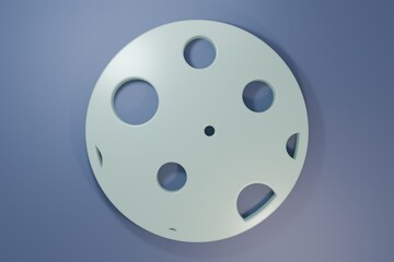 Grey Moon icon isolated on purple-blue background. Minimalism concept. 3D render illustration