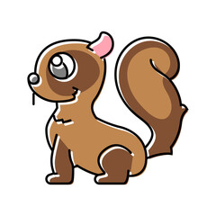 fluffy tail cute monster color icon vector illustration