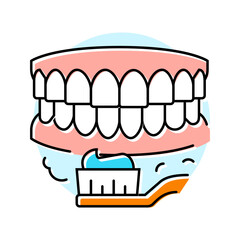 brushing teeth oral care color icon vector illustration