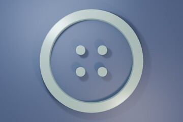Grey Sewing button for clothes icon isolated on purple-blue background. Clothing button. Minimalism concept. 3D render illustration
