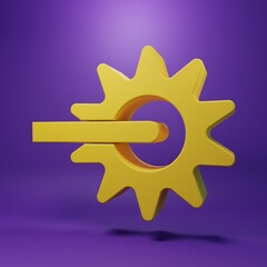 Obraz premium Yellow Cowboy horse riding spur for boot icon isolated on purple background. Minimalism concept. 3D render illustration