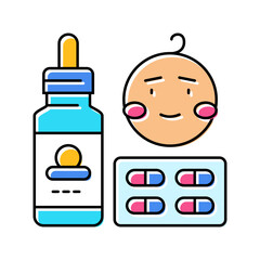 pediatric medication child care nurse color icon vector illustration
